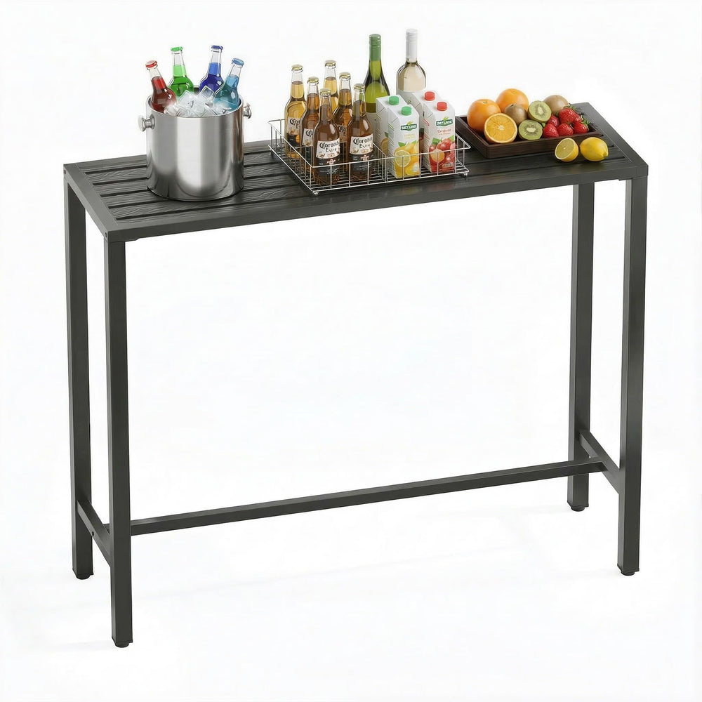 45-Inch Outdoor Bar Height Table – Carbon Steel Frame & Weatherproof HDPE Top