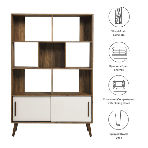 8-Shelf Bookcase with Sliding Doors