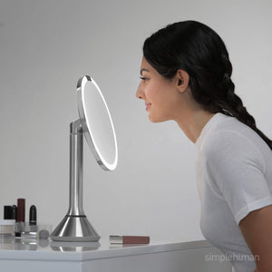 8" Round Sensor Lighted Makeup Mirror — 5x Magnification, Cordless