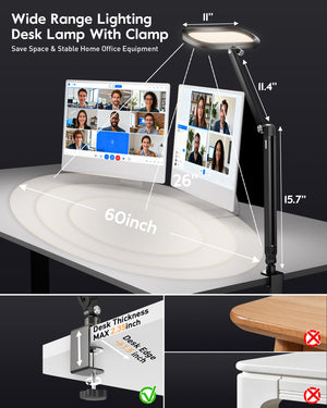 LED Desk Lamp – Eye-Care Clip-On Light with Adjustable Arm & Dimmer