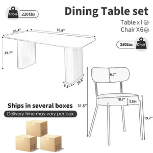 Modern Oval Dining Table Set with Boucle Chairs – 4 to 6 Seats