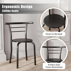 3-Piece Round Dining Table & Chair Set with Built-In Wine Rack