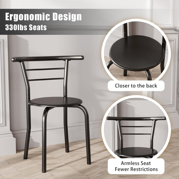 3-Piece Round Dining Table & Chair Set with Built-In Wine Rack