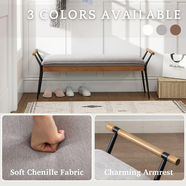 Upholstered Entryway Bench with Metal Legs
