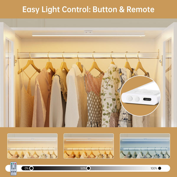 Wardrobe Closet with Glass Doors, LED Lighting & Drawers