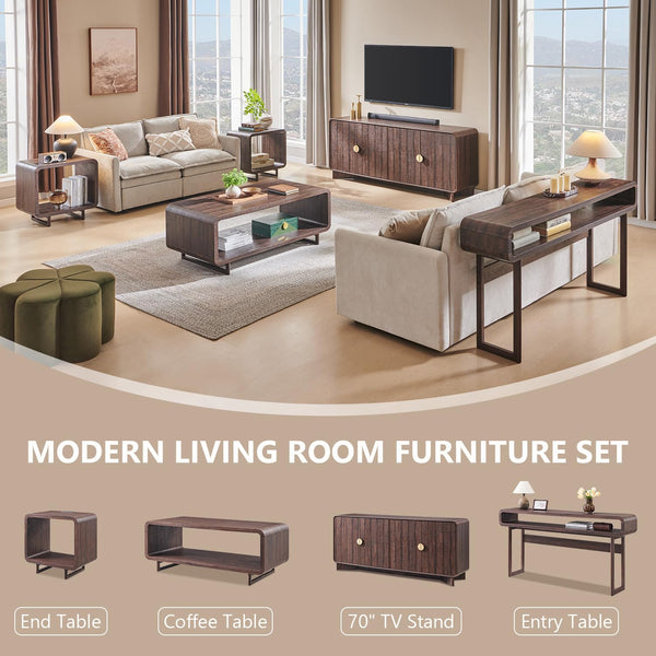 63" Console Table with Open Shelf