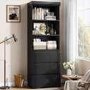 70" Tall Bookcase with 3 Drawers & 3-Tier Open Shelves