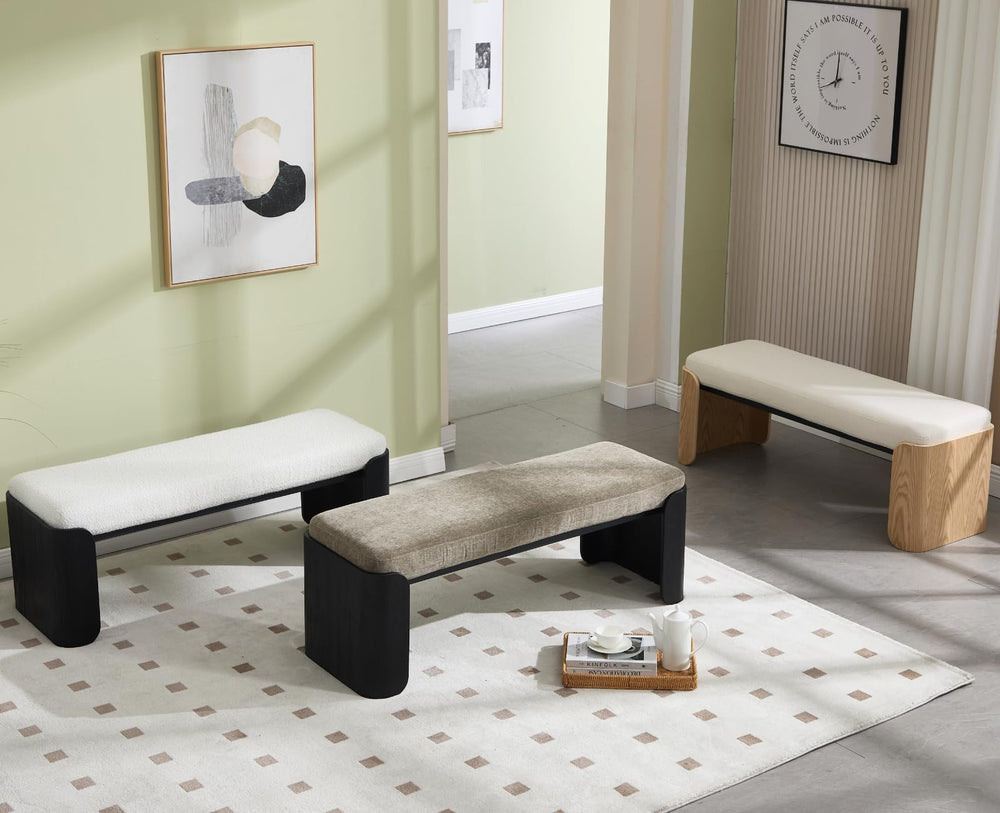 Upholstered Entryway & Bedroom Bench with Wood Legs