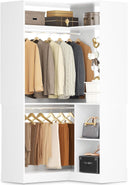 L-Shaped Corner Closet System with Shelves & Hanging Rods