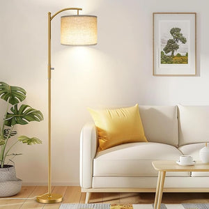 Dimmable Arc Floor Lamp with Linen Shade