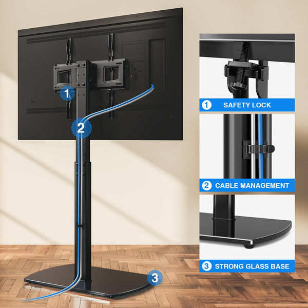 Swivel Height Adjustable TV Floor Stand for 27-70 Inch TVs