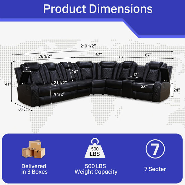 Power Reclining Leather Sectional Sofa