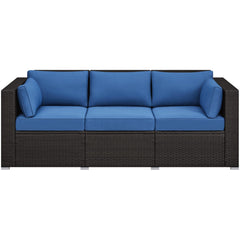 3-Seat Outdoor Wicker Sofa with Cover & Cushions
