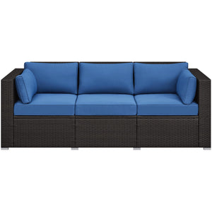 3-Seat Outdoor Wicker Sofa with Cover & Cushions