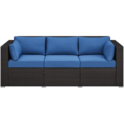 3-Seat Outdoor Wicker Sofa with Cover & Cushions