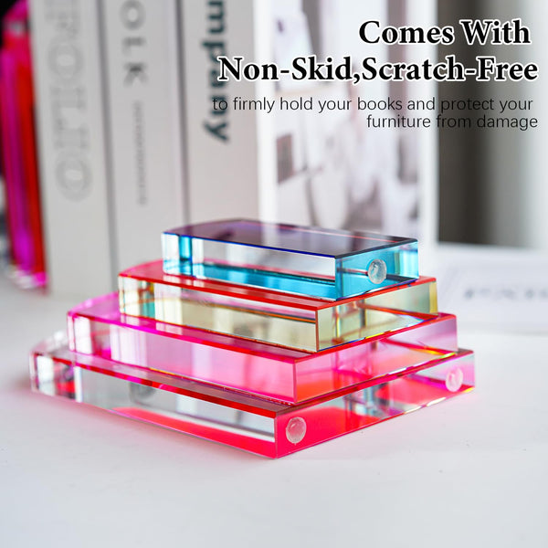 Crystal Geometric Bookends – Colorful Non-Skid Decorative Set of 2
