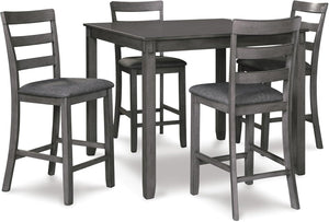 Counter Height Dining Table Set with 4 Upholstered Bar Stools