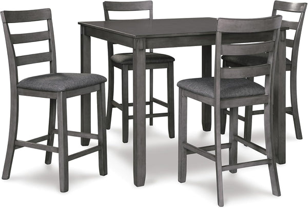 Counter Height Dining Table Set with 4 Upholstered Bar Stools
