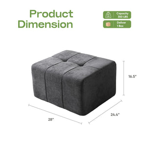 Square Chenille Pouf Ottoman with Foam Filling