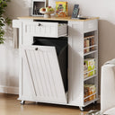 Kitchen Island with Trash Cabinet & Power Outlet