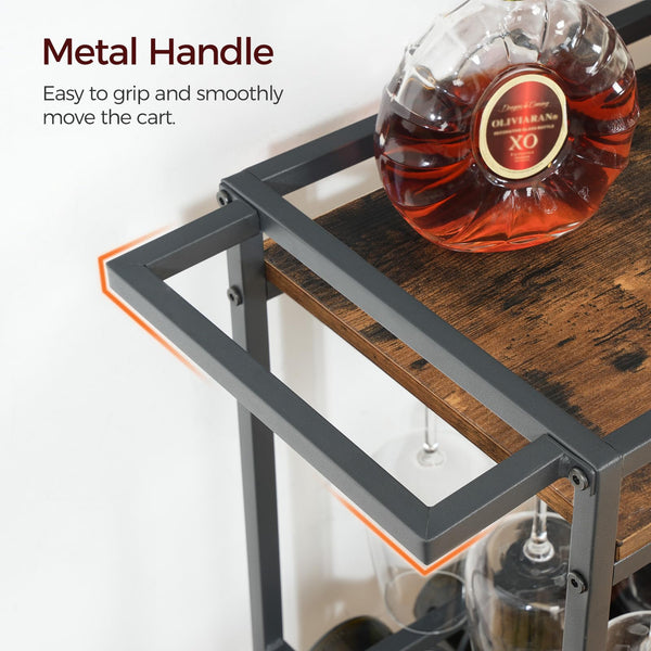 3-Tier Rolling Bar Cart with Wine Rack