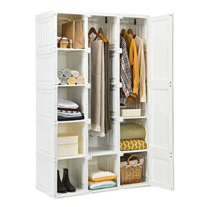 Portable Closet Wardrobe with Cubby Storage & Magnet Doors