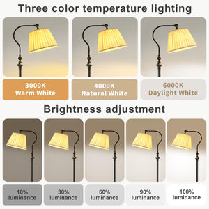 Smart Dimmable Floor Lamp with Fabric Shade