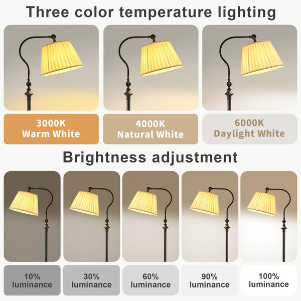 Smart Dimmable Floor Lamp with Fabric Shade
