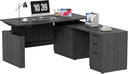 L-Shaped Height Adjustable Executive Standing Desk with Lockable Cabinets
