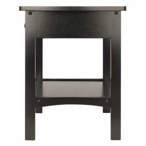 Square Wood End Table with Drawer and Shelf