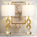 Gold Touch Control Table Lamp with USB Ports & LED Bulb