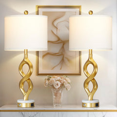Gold Touch Control Table Lamp with USB Ports & LED Bulb
