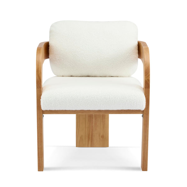 Boucle Dining Chairs Set of 2 with Cushion & Curved Arms