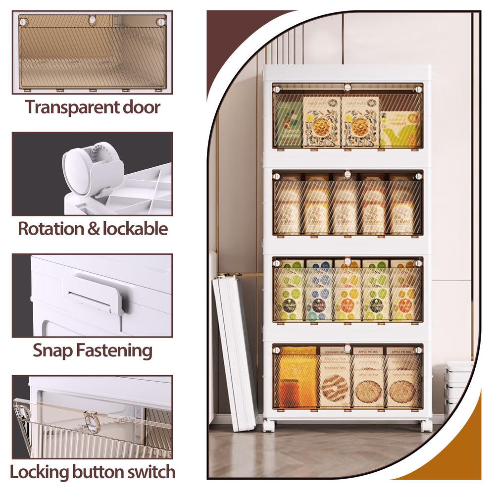 Stackable Plastic Storage Cabinet with Drawers