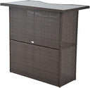 5-Piece Outdoor Rattan Wicker Bar Set with High Top Table and 4 Bar Stools