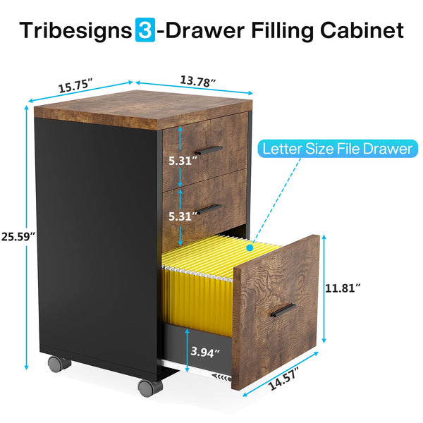 L-Shaped Executive Desk with Drawers & Rolling File Cabinet – 83 Inch Industrial Corner Office Desk