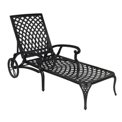 Aluminum Outdoor Chaise Lounge Chair with Wheels & Adjustable Backrest