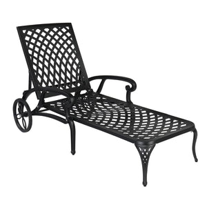 Aluminum Outdoor Chaise Lounge Chair with Wheels & Adjustable Backrest