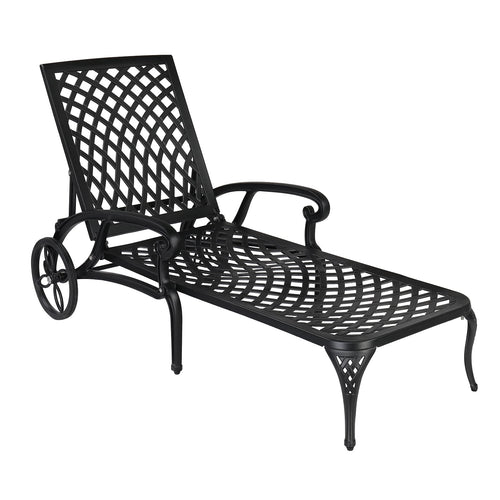Aluminum Outdoor Chaise Lounge Chair with Wheels & Adjustable Backrest