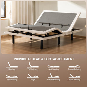 Adjustable Bed Frame with Massage, Zero Gravity & Lumbar Support