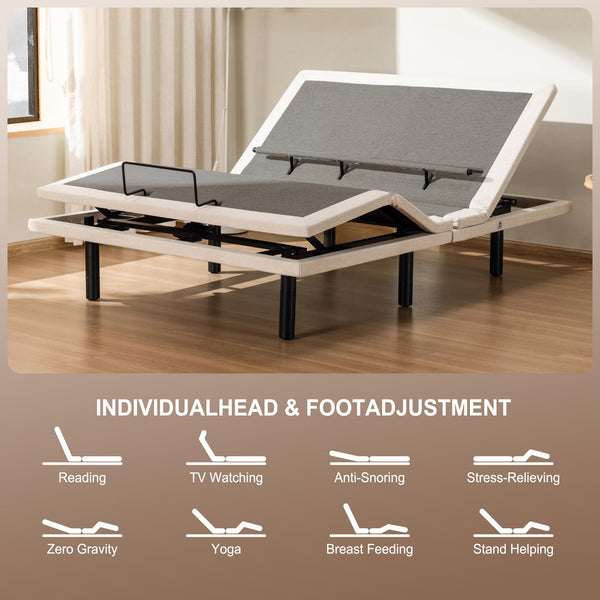 Adjustable Bed Frame with Massage, Zero Gravity & Lumbar Support