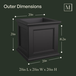20-Inch Square Self-Watering Planter – Espresso