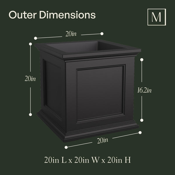 20-Inch Square Self-Watering Planter – Espresso