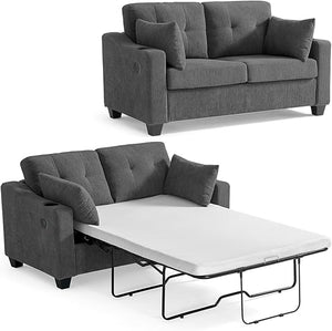 2-in-1 Pull Out Sleeper Sofa Bed with Memory Foam Mattress