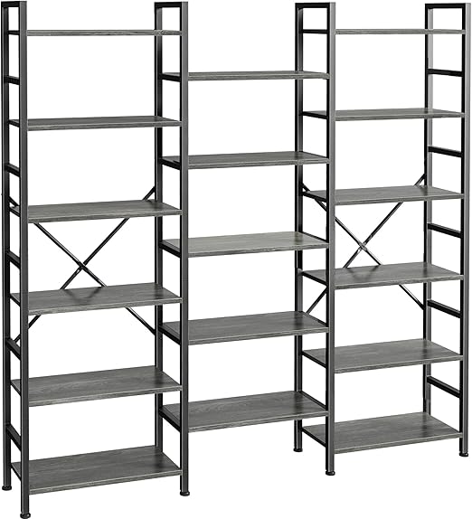 Industrial Ladder Bookshelf with Adjustable Shelves