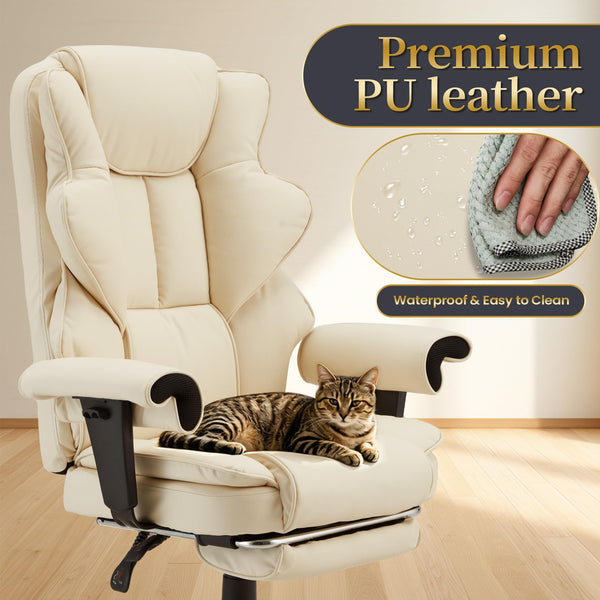 Heated Massage Executive Office Chair with Footrest