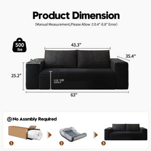 Modular Loveseat Sofa with Memory Foam Deep Seat