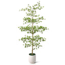 Tall Artificial Black Olive Tree with White Planter