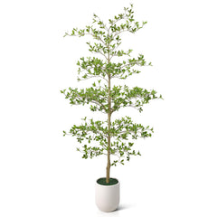 Tall Artificial Black Olive Tree with White Planter