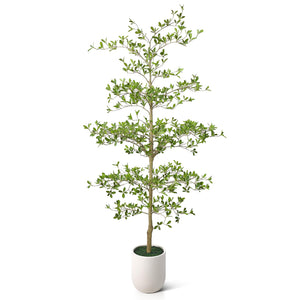 Tall Artificial Black Olive Tree with White Planter